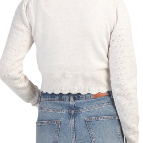 LOVE SHACK FANCY BRYNNER CROP CARDIGAN XS in PEBBLE - Picture 8 of 11